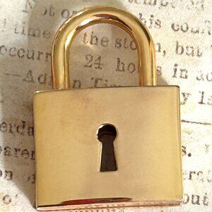 Signed Milor Italy 14K Yellow Gold Over Bronze Padlock Pad Lock Pendant Charm